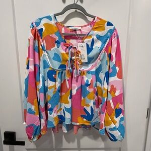 OH HELLO THERE TOP PINK SIZE LARGE